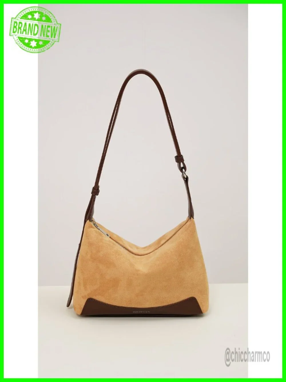 Crossbody Hobo Bag Faux Suede Pebbled Leather Adjustable Strap